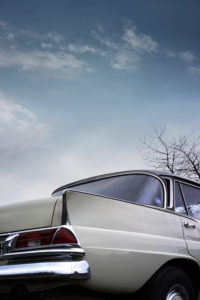 Vintage car, rear view, detail Vintage car, rear view, detail